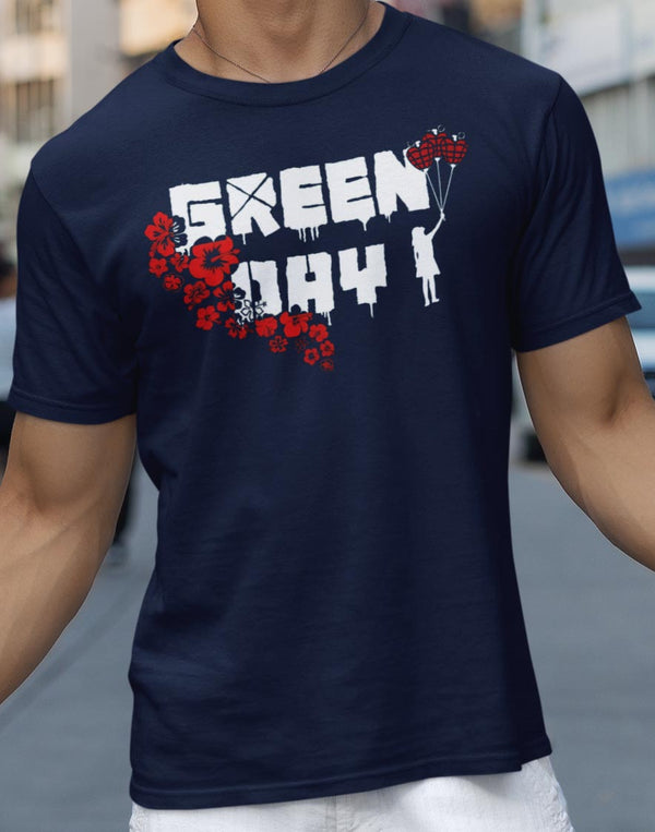 Green Day Roses & Grenades Banksy Style T-Shirt
